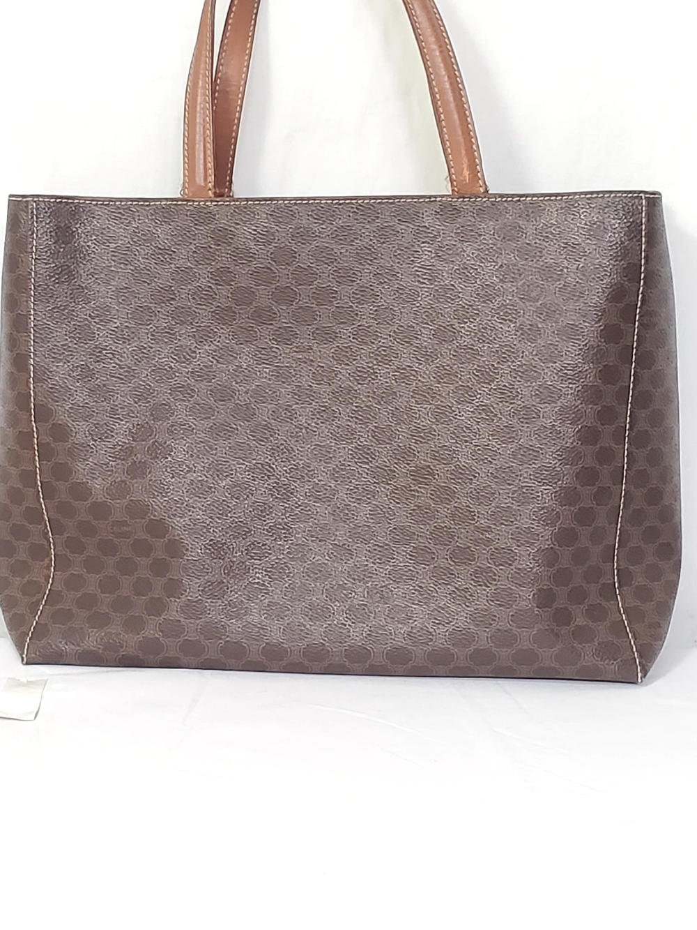 Celine Brown Patterned Tote with Tan Handles/PROJECT PIECE